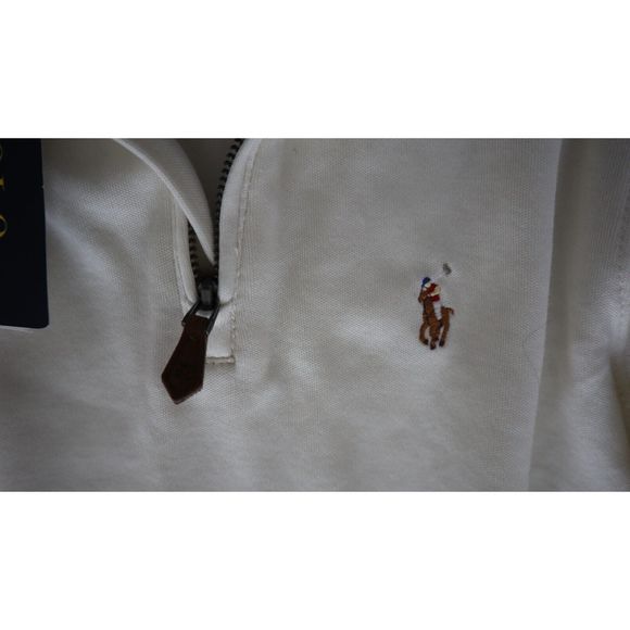Polo Ralph Lauren Boy's Sz S (8) Cream Cotton Interlock Quarter-Zip Pullover - Picture 4 of 9